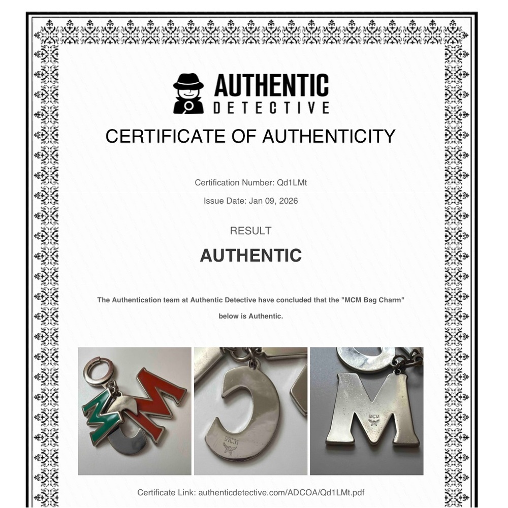 MCM Silver & Enamel Logo Keychain - Picture 5 of 5